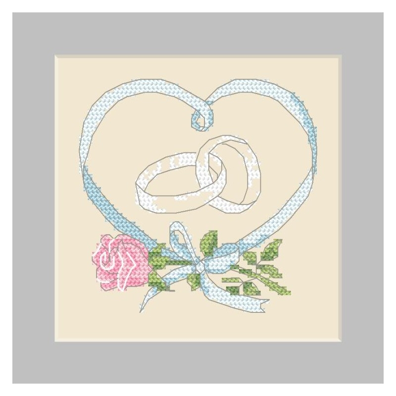 Cross Stitch Pattern PDF Postcard Wedding Rings Form Category C Coricamo