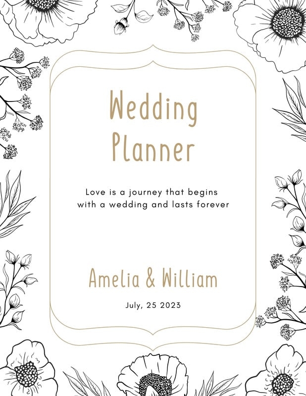 Custom Printable Wedding Planner Cover Templates Canva