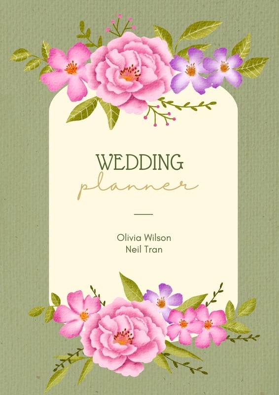 Custom Printable Wedding Planner Cover Templates Canva