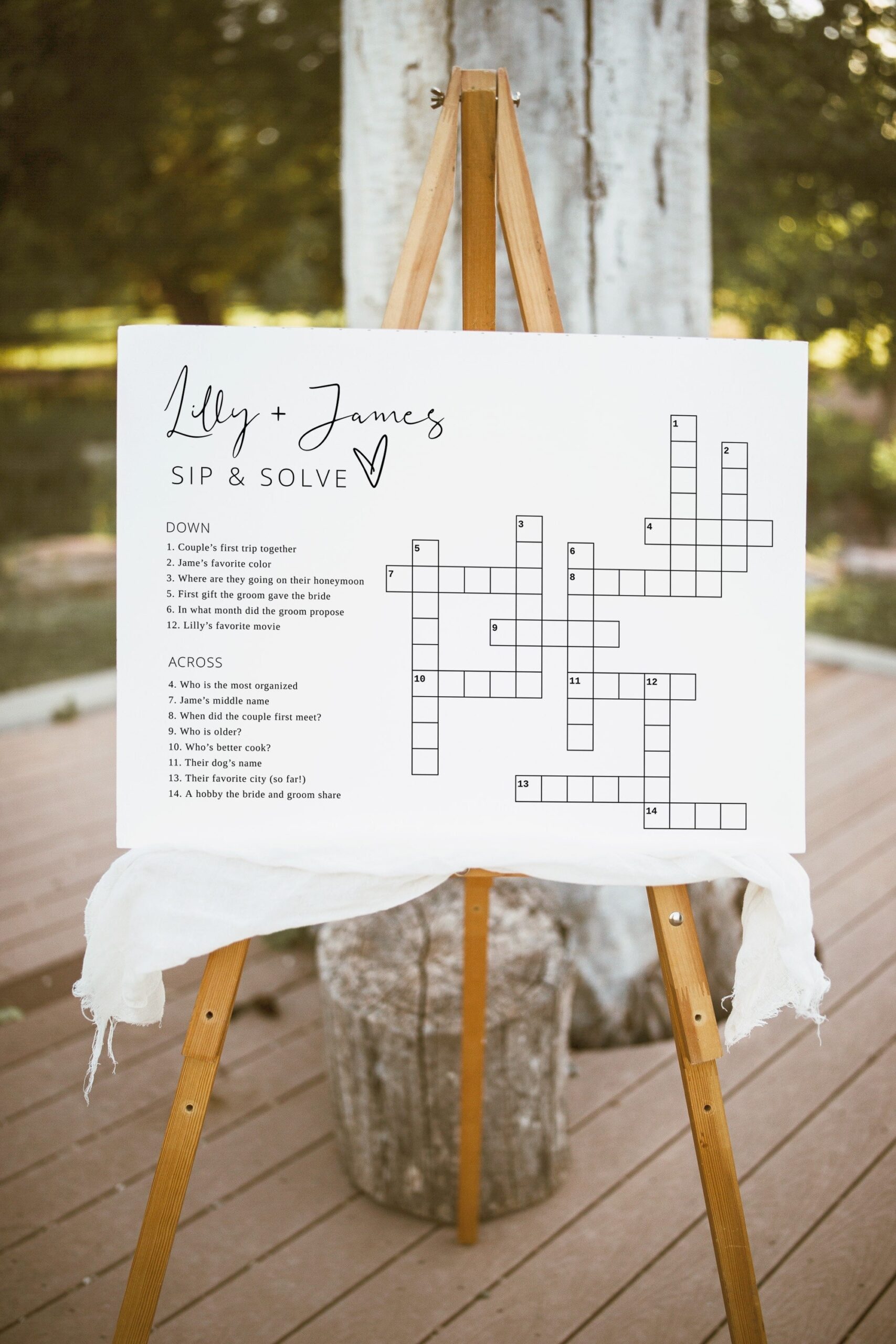 Custom Wedding Crossword Puzzle Template Personalized Bridal Shower Crossword Game Sip U0026 Solve Wedding Game Download Wedding Crossword
