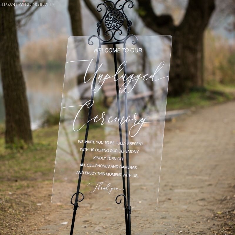 Custom Wedding Sign Acrylic Unplugged Wedding Ceremony Sign EWSG043