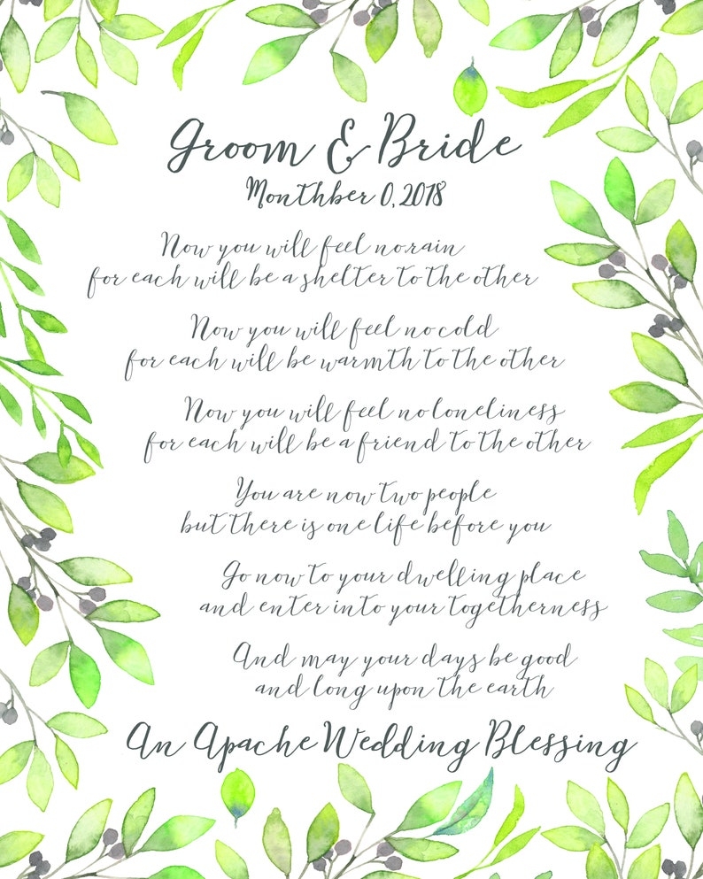 Customizable Apache Wedding Blessing Printable Etsy