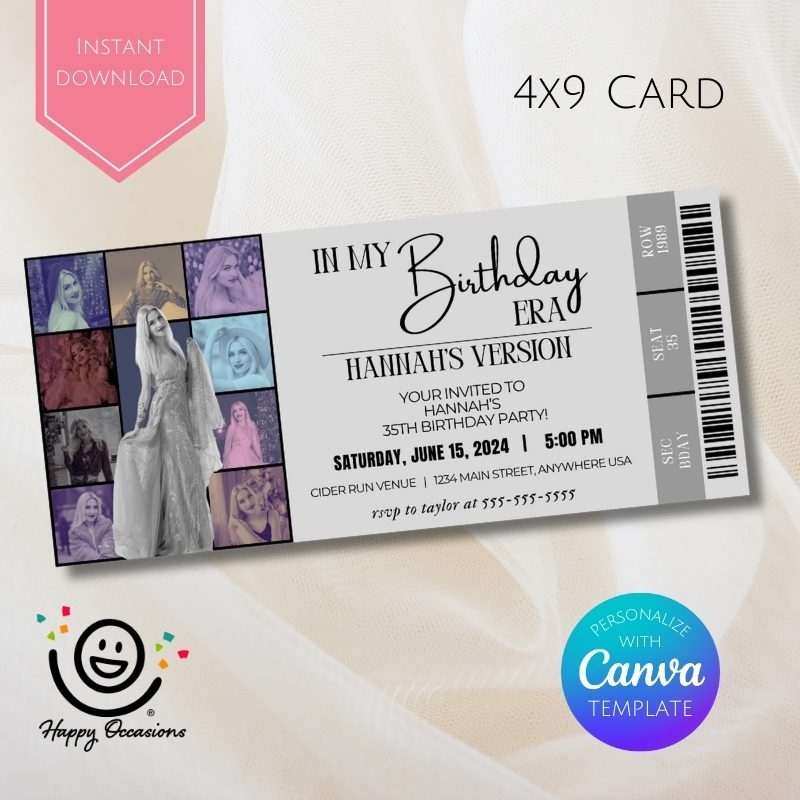 Customizable Taylor Swift Themed Birthday Invitation Edit Online With Canva Happy Occasions