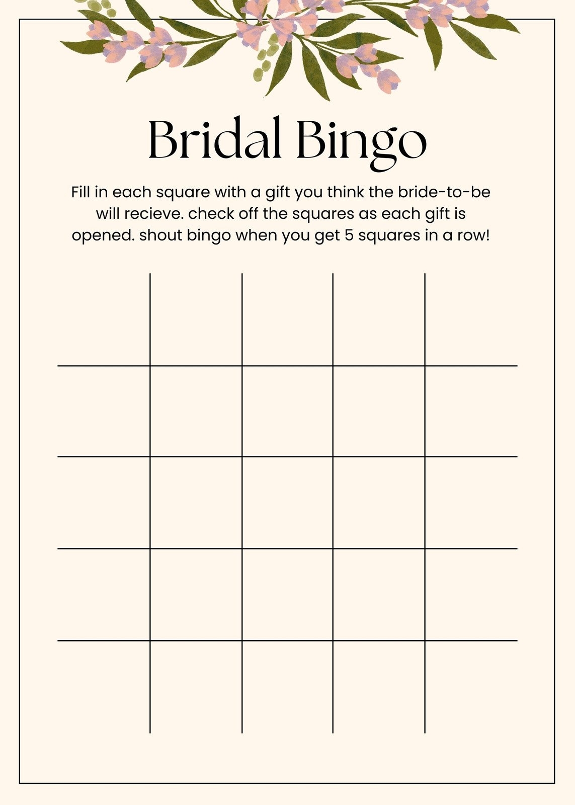 Customize 45 Bridal Shower Bingo Card Templates Online Canva