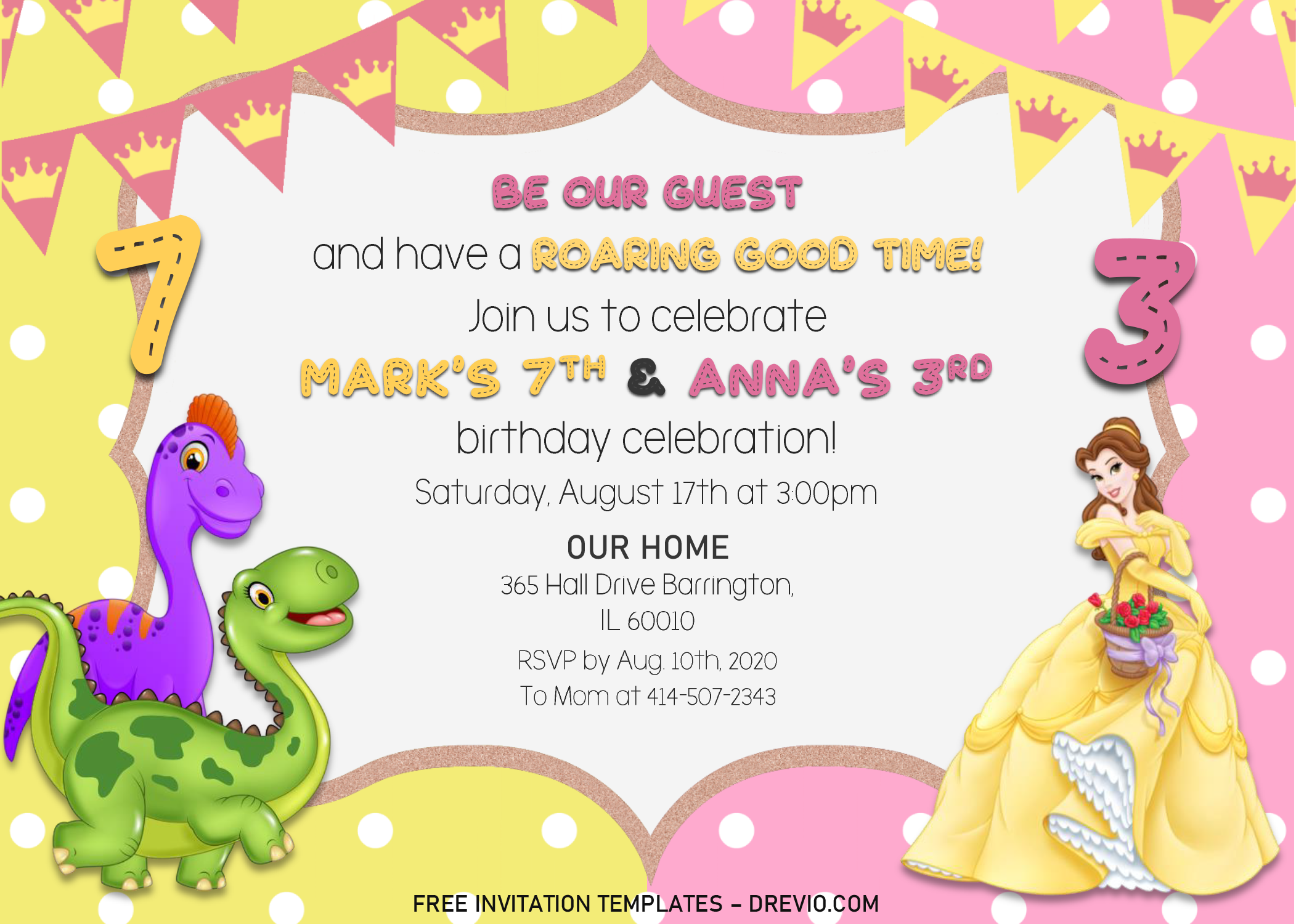 Cute Joint Birthday Invitation Templates Editable Docx 