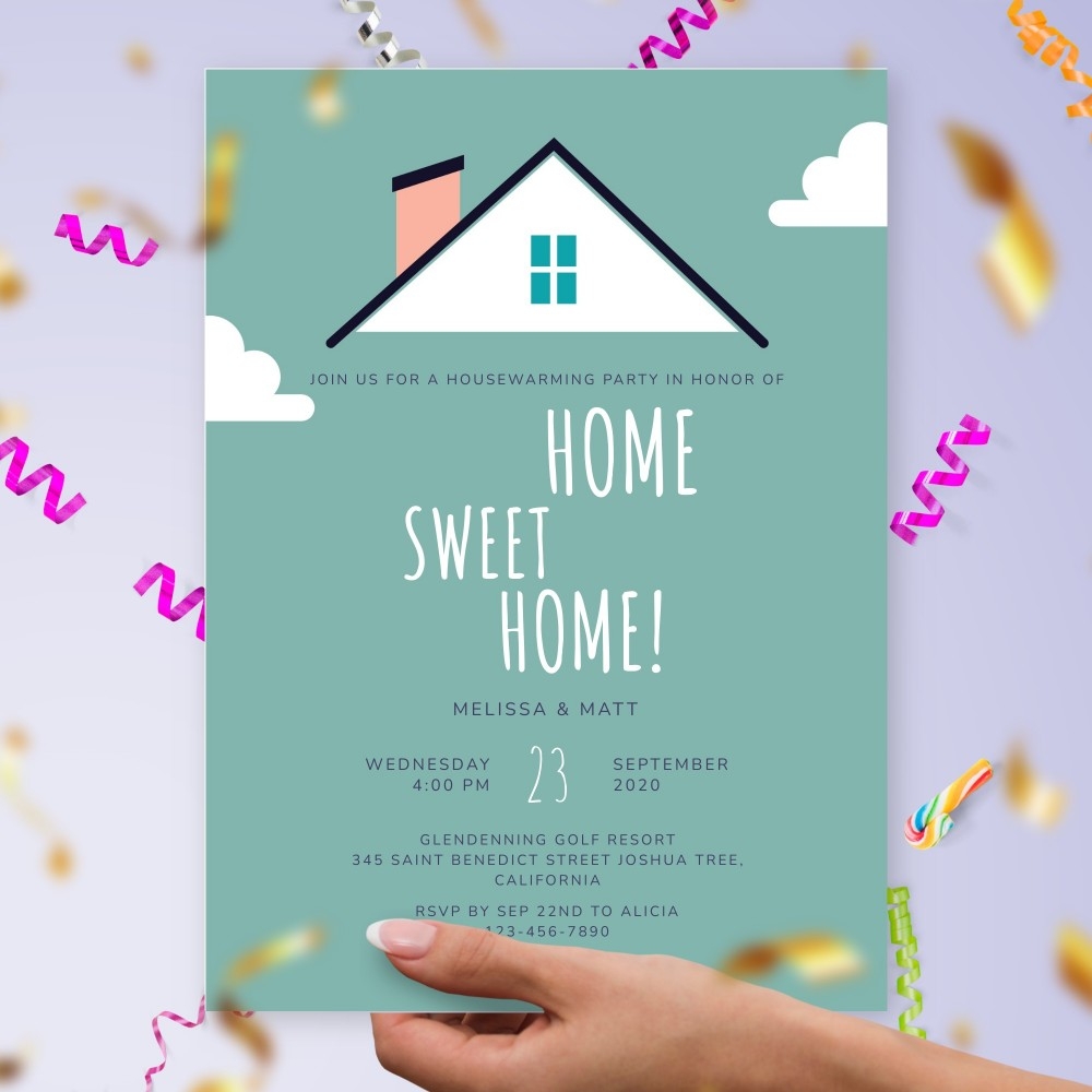 Cute Mint Housewarming Invitation Template Online Maker