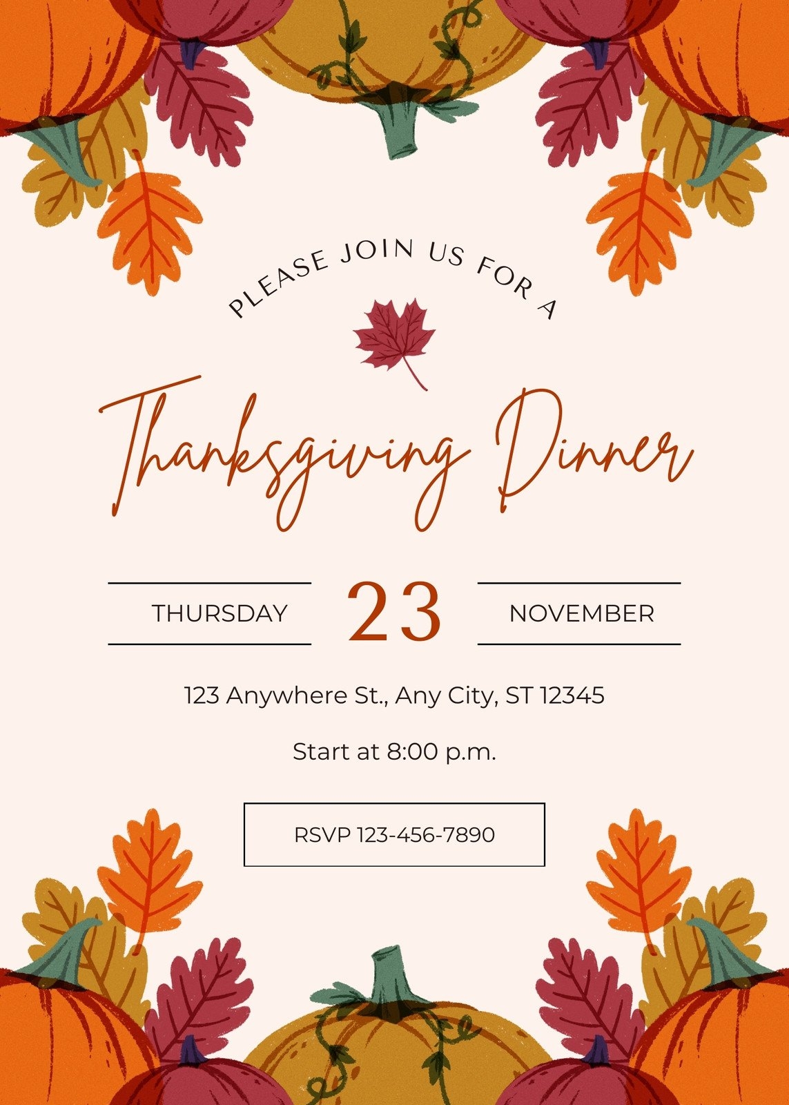 Design And Print Portrait Thanksgiving Invitations Canva