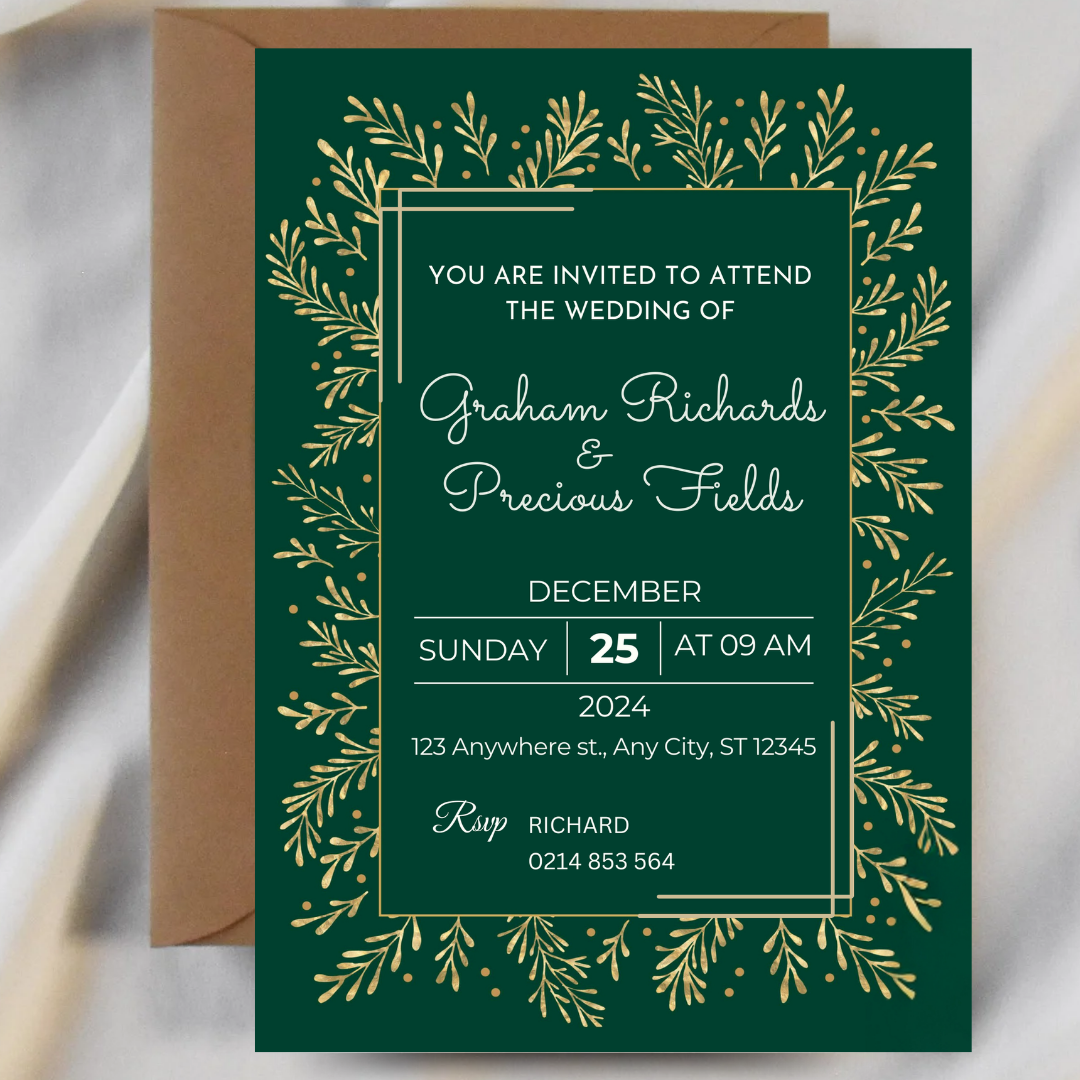 Digital Wedding Invitation Printable Wedding Invitation Personalised Invitat
