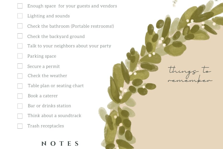 DIY Backyard Wedding Checklist Useful Planning Guide Worksheets Library