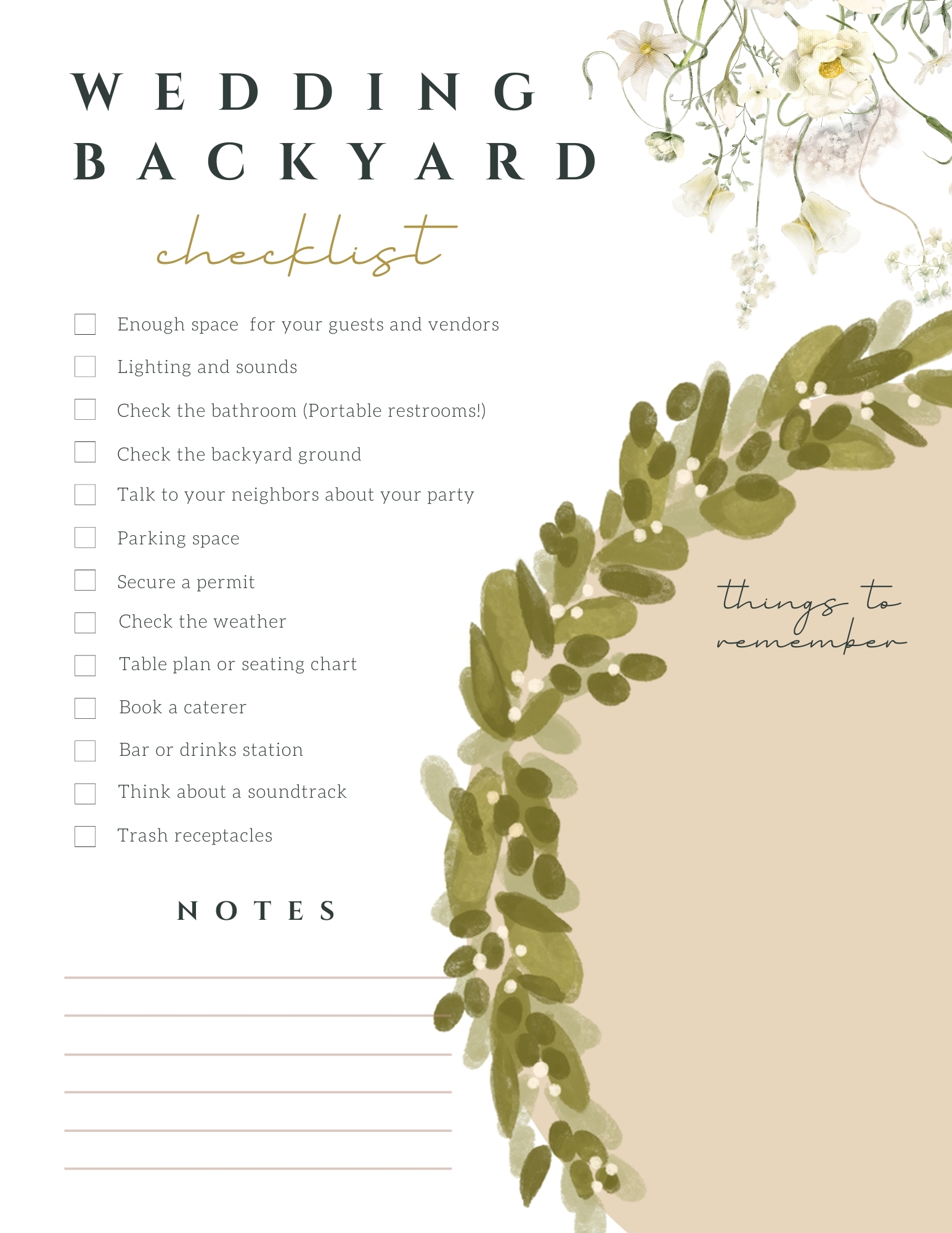 DIY Backyard Wedding Checklist Useful Planning Guide Worksheets Library