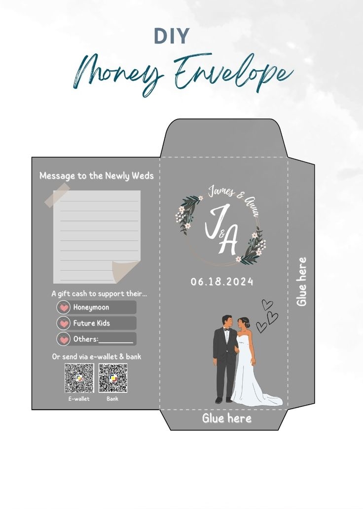 DIY Money Envelope Ideas Printable Template For Wedding Money Card 