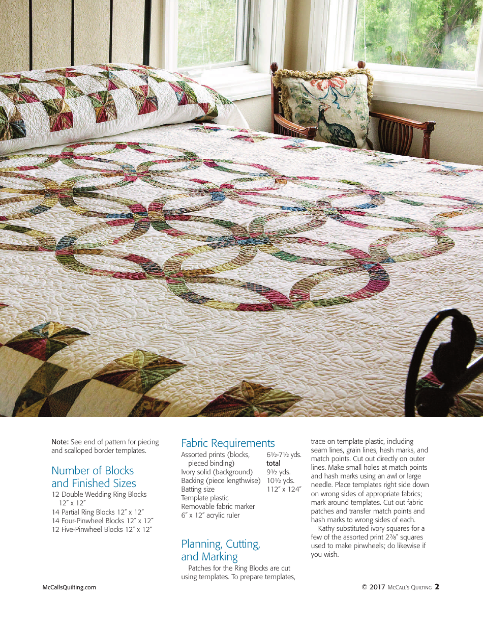 Double Wedding Ring Quilt Pattern Templates Mccall 39 s Quilting 