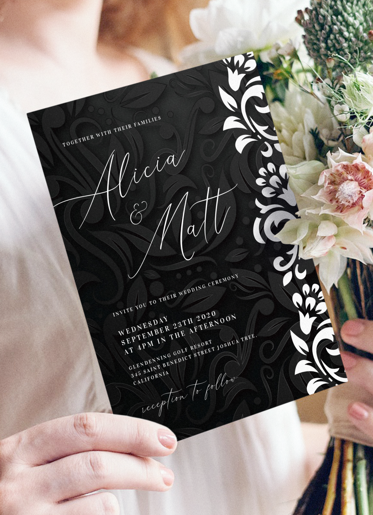 Download Printable Black And White Wedding Invitation PDF