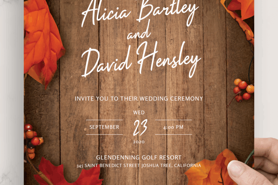 Download Printable Fall Rustic Wedding Invitation PDF