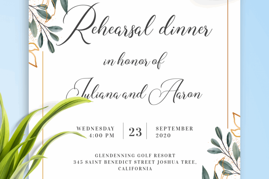 Download Printable Golden Leaves Rehearsal Dinner Invitation PDF