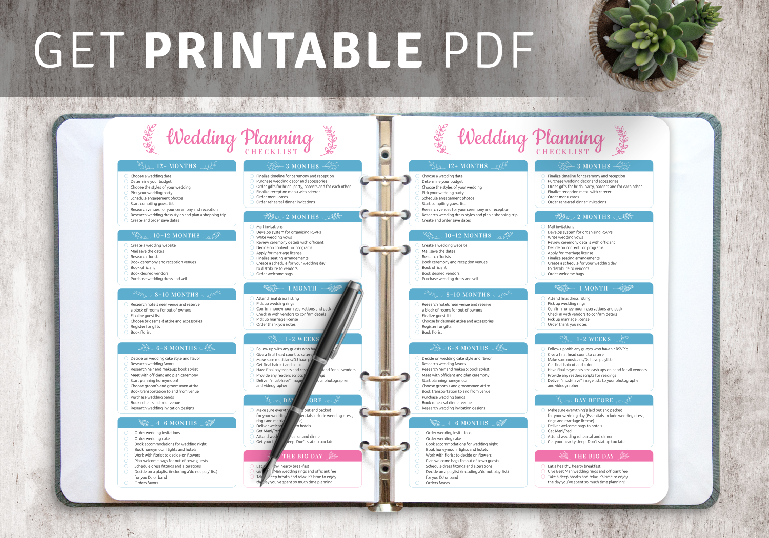 Download Printable Wedding Planning Checklist PDF Worksheets Library