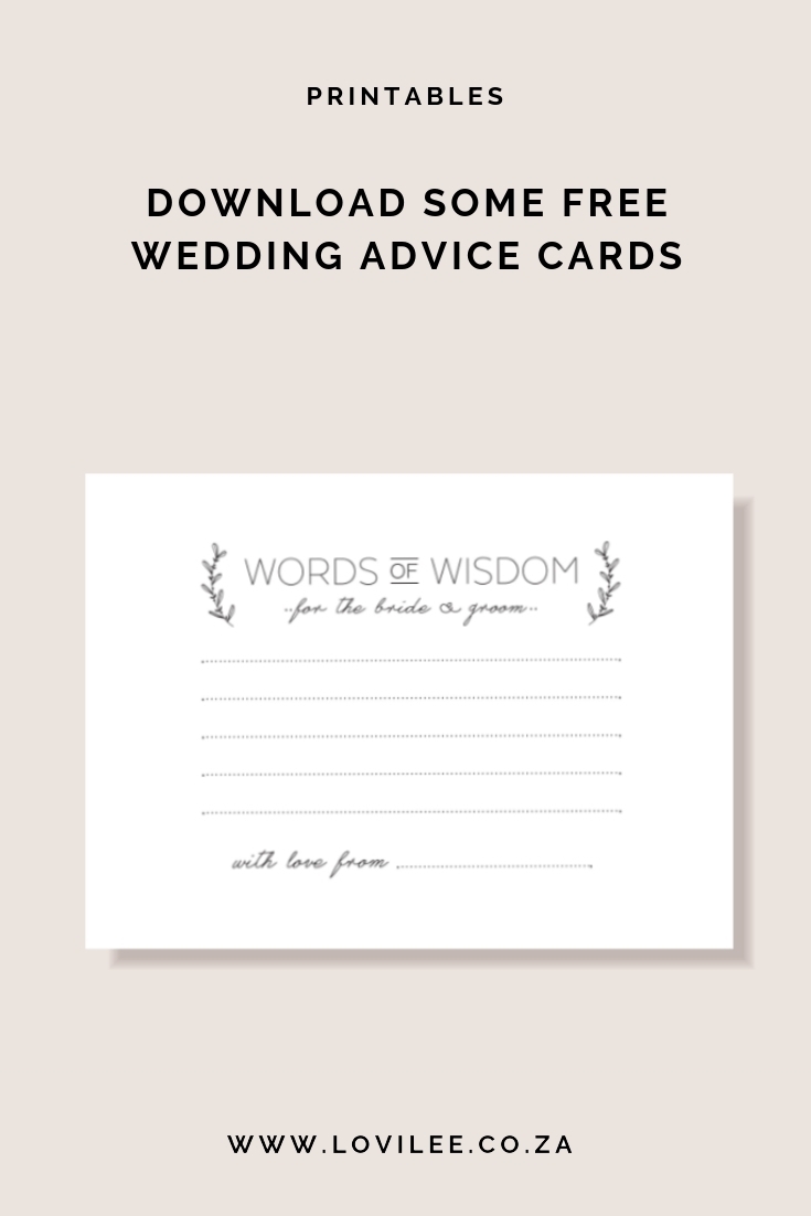 Download Your Free Wedding Advice Cards Printable Lovilee Blog 