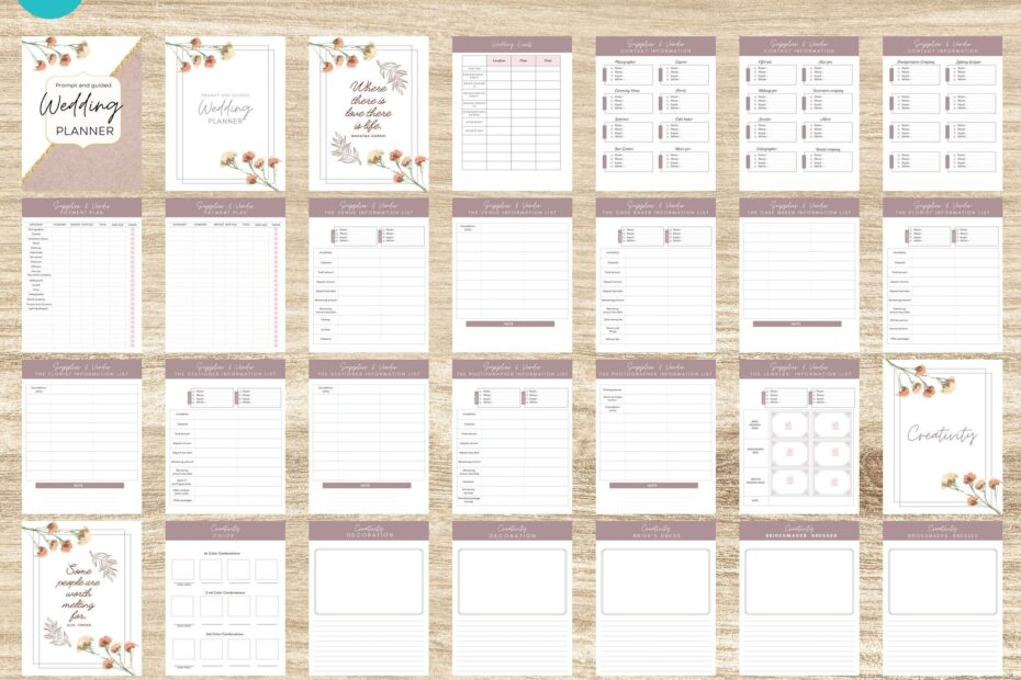 Downloadable Wedding Planner 100 Pages Canva Editable Interior Templates Plan Bundle Book