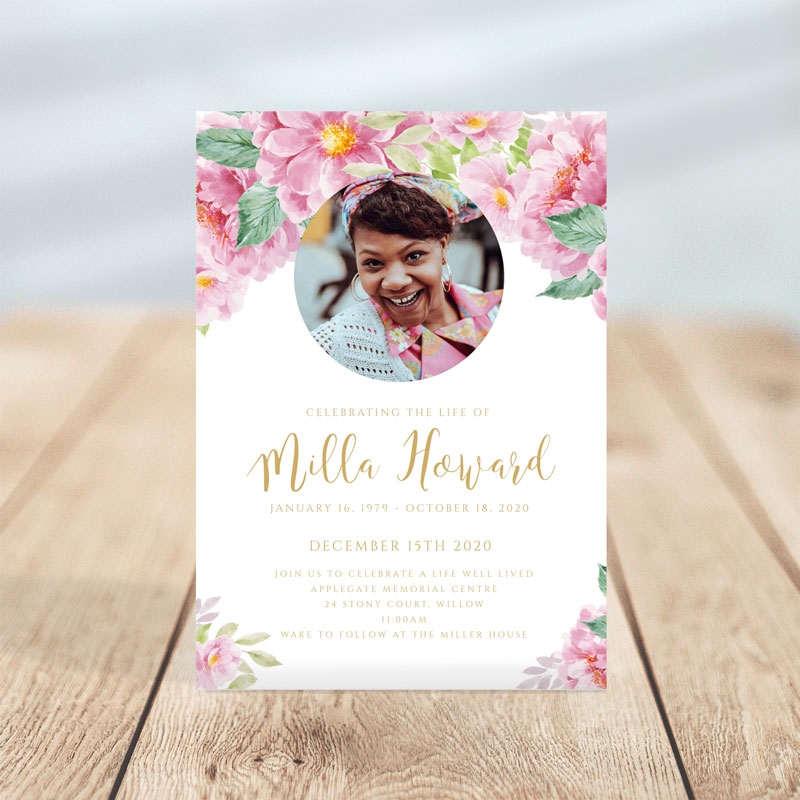 Dusty Fleur Funeral Invitation