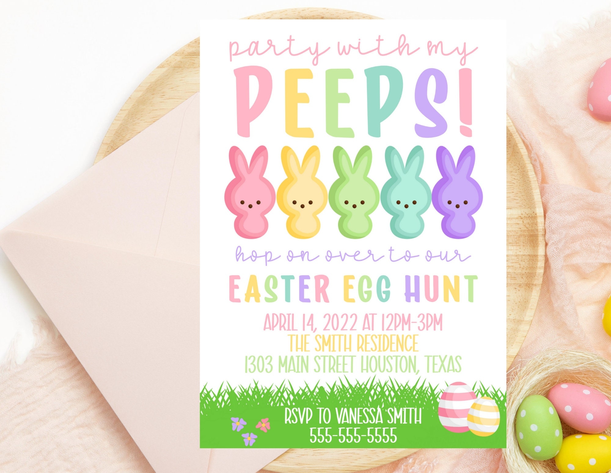 Easter Invitation Editable Party With My Peeps Printable 