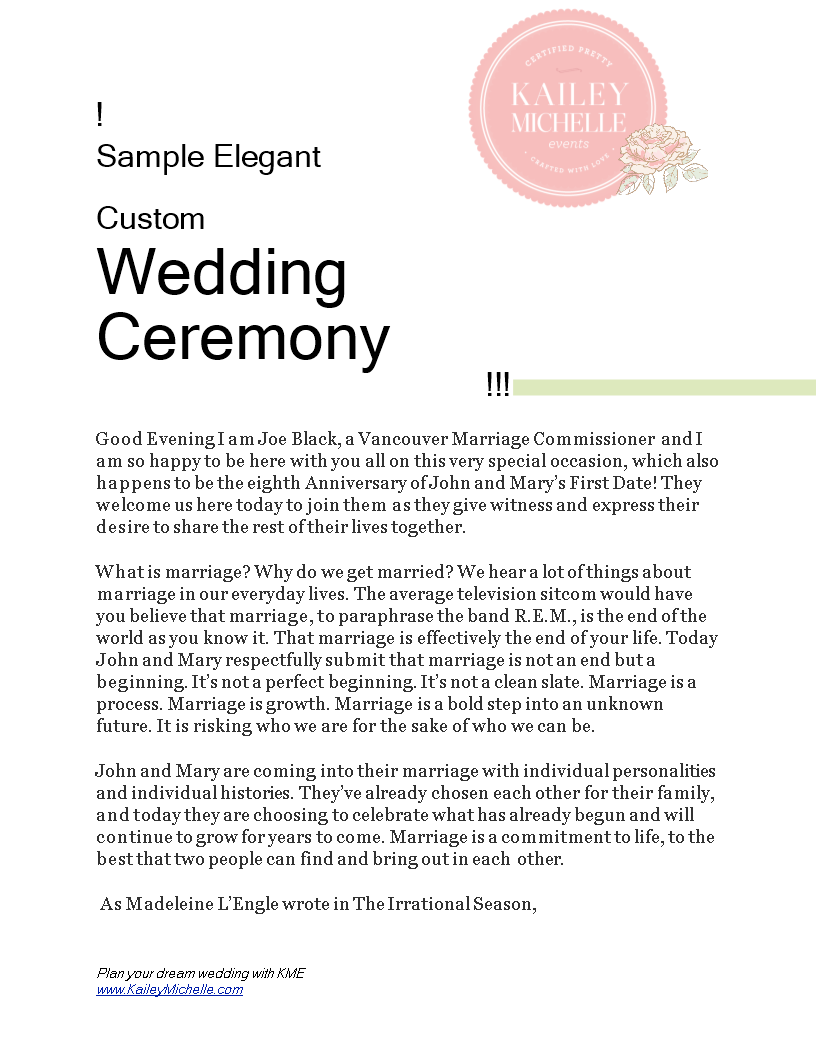 Easy to Print Wedding Ceremony Template Download Now