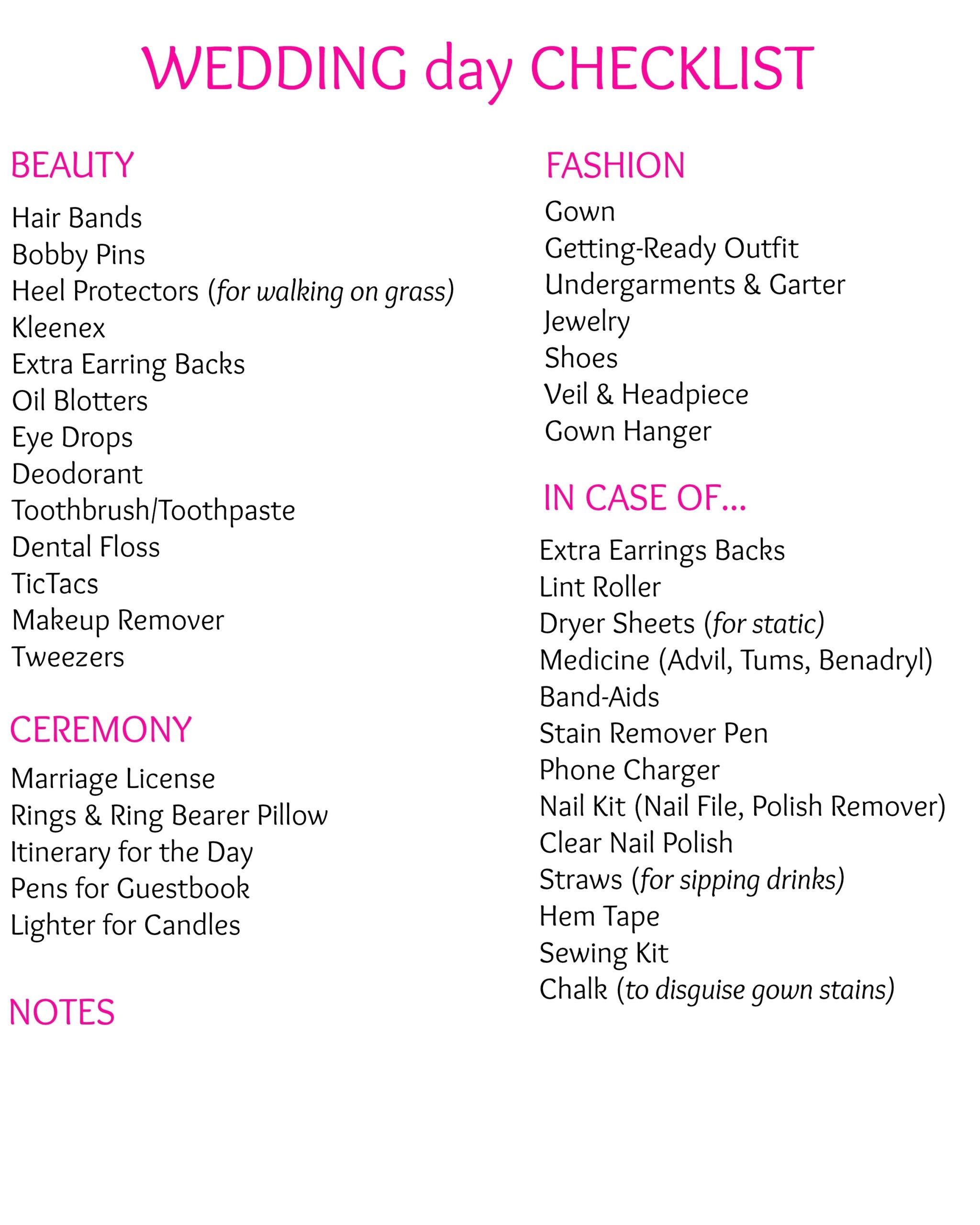 Easy Wedding Checklist Free Printable PDF Guide Printables For 
