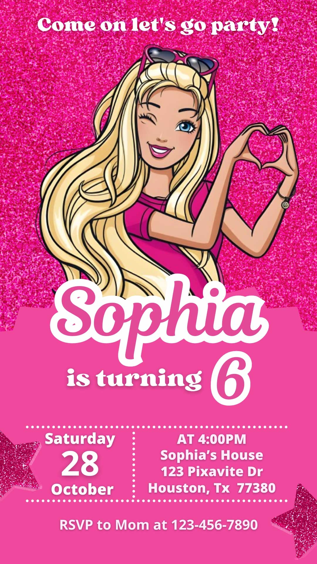 Editable Barbie Birthday Invitation Template Sweet Invite