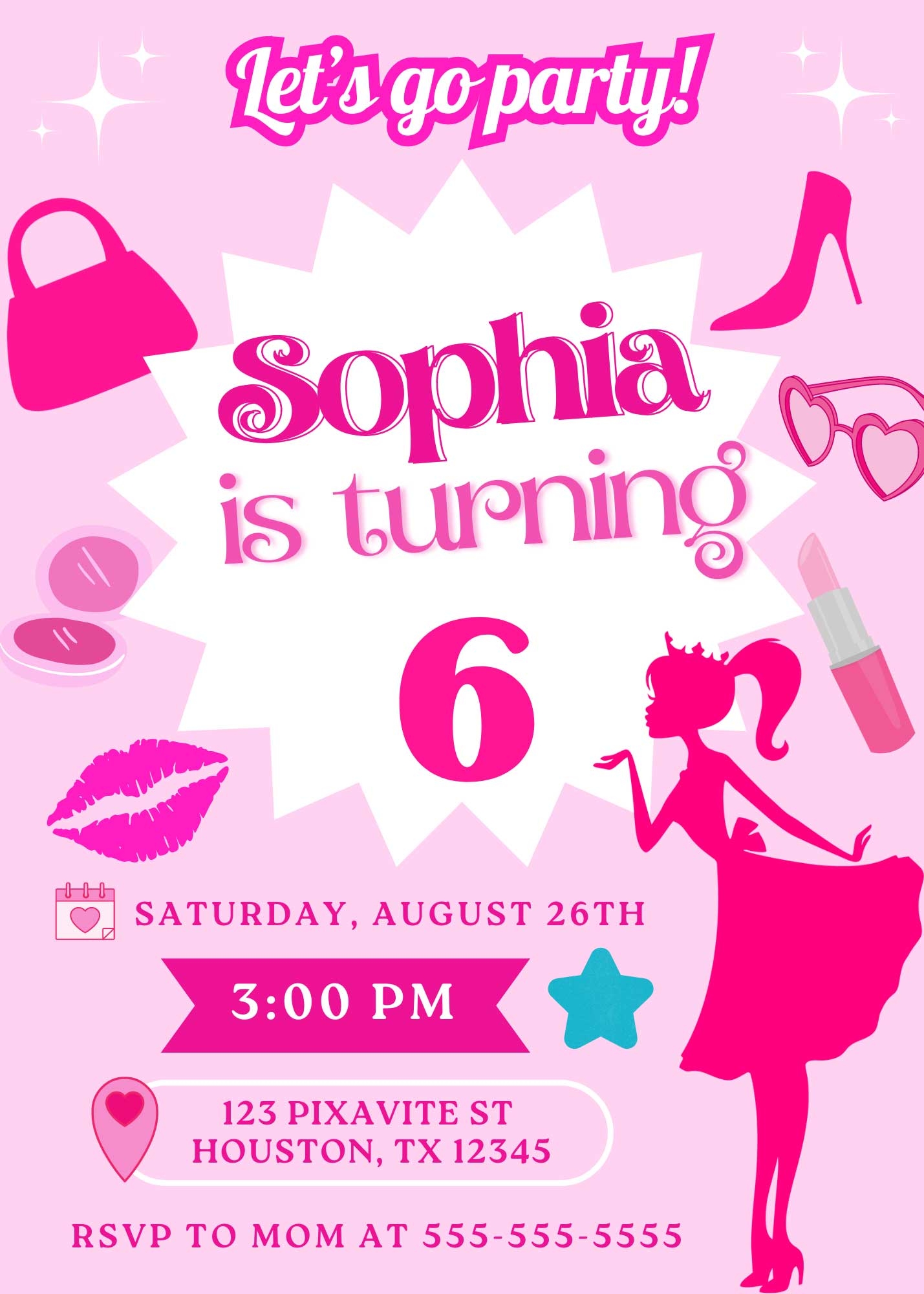 Editable Barbie Birthday Invite Template Lovely Invitation