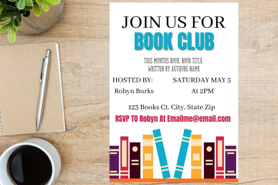 Editable Book Club Invitation Invitation Template Book Club Book Of The Month Etsy