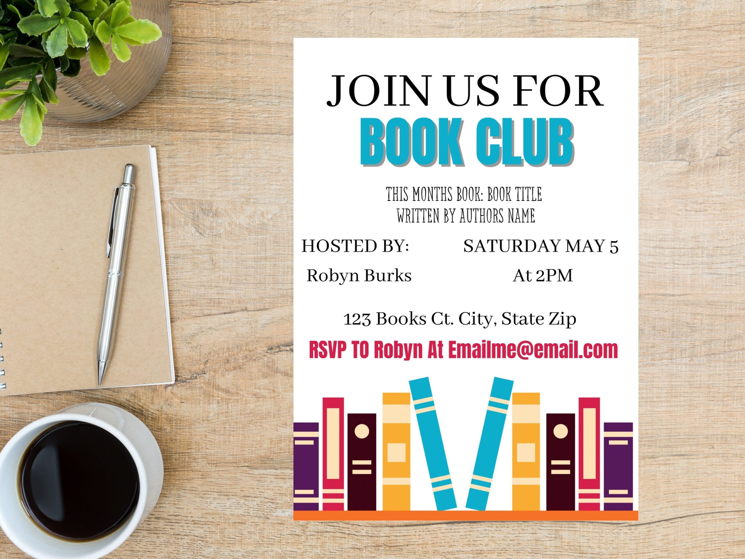 Editable Book Club Invitation Invitation Template Book Club Book Of The Month Etsy