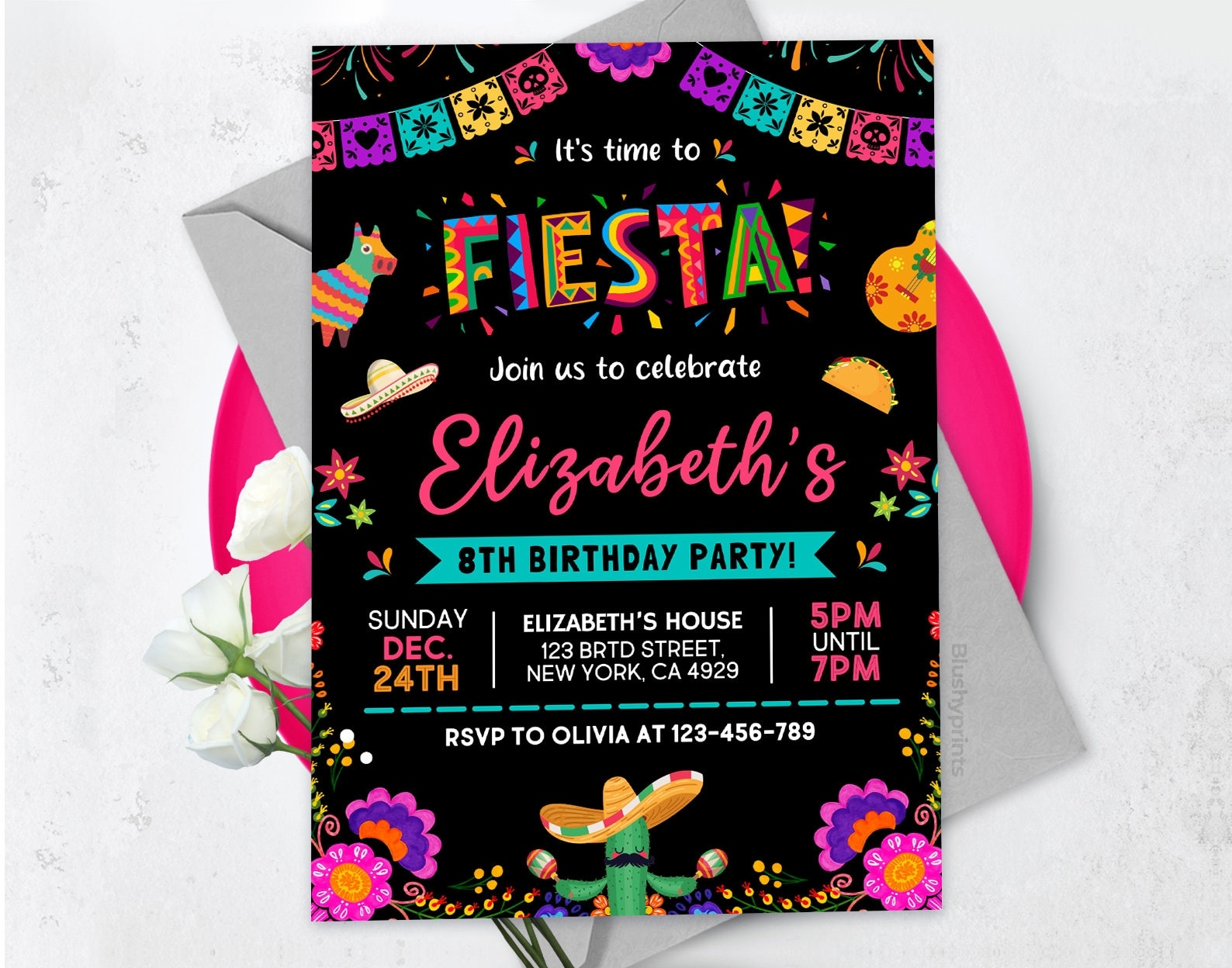 Editable Fiesta Birthday Party Invitation Fiesta Invitation Mexican Theme Invitation Cinco De Mayo Canva Template BS240103M Etsy