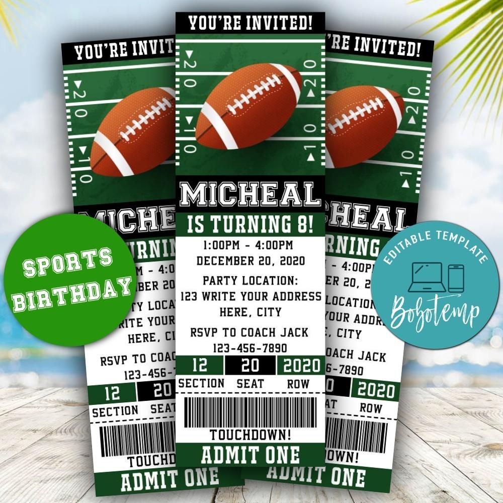 Editable Football Birthday Invitation Instant Download Bobotemp
