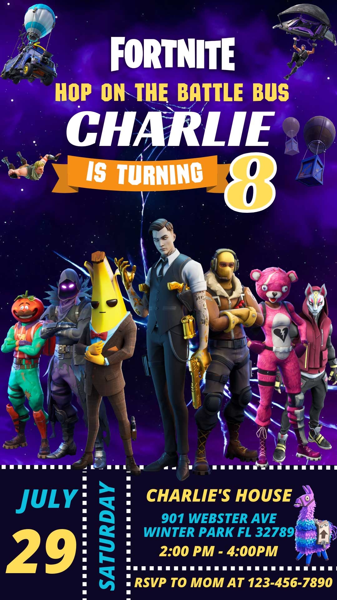 Editable Fortnite Birthday Invite Template Awesome Invitation