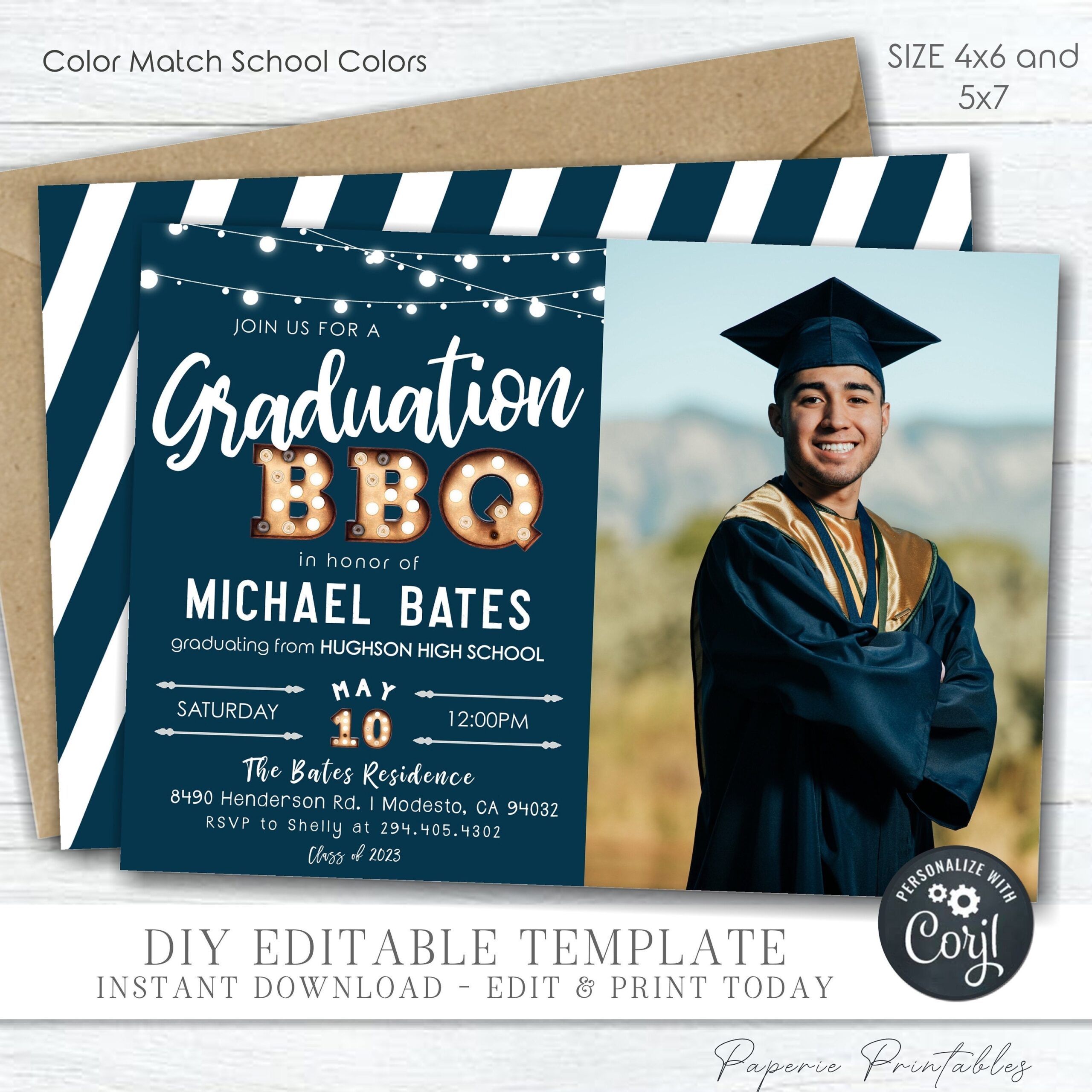 EDITABLE Graduation BBQ Invitation Graduation Party Template 
