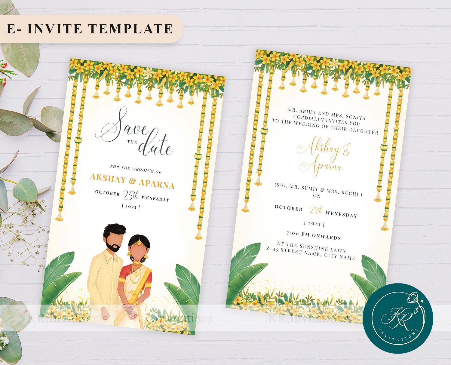 EDITABLE Indian Wedding Invitation Template South Indian Wedding Invites Editable Invitation Template WIT04 Etsy
