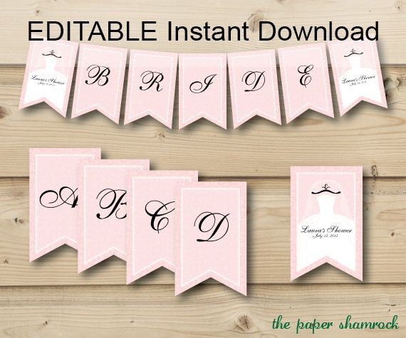 Editable Instant Download Printable Banner Wedding Shower With Regard 