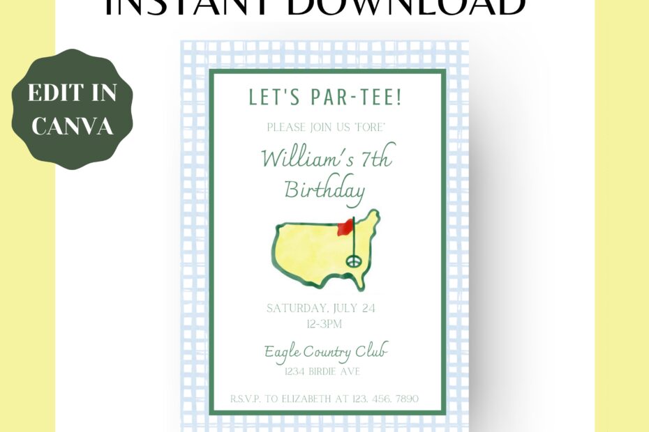 Editable Masters Party Birthday Invitation Template Digital