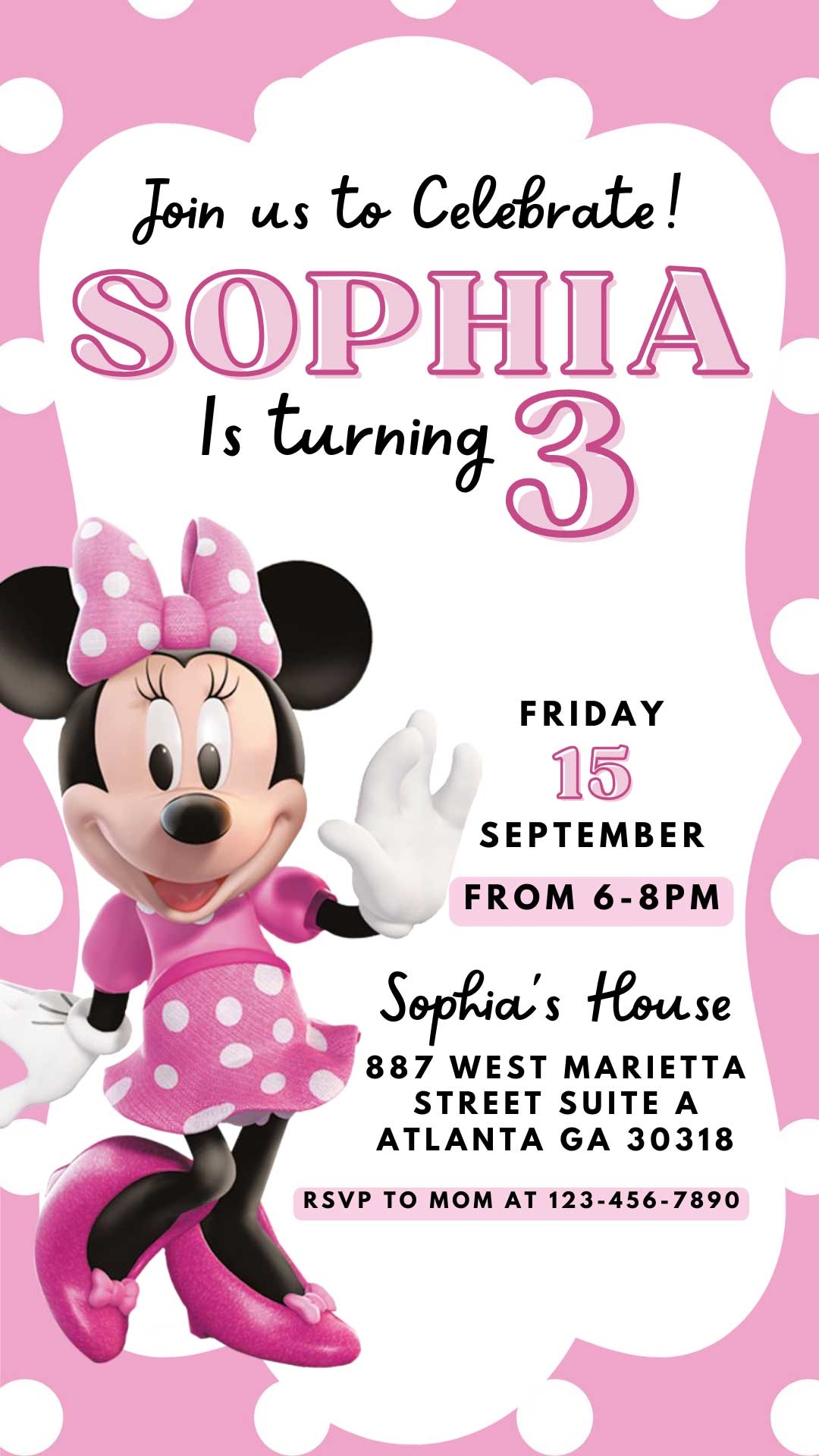 Editable Minnie Mouse Birthday Invitation Template Lovely Invite