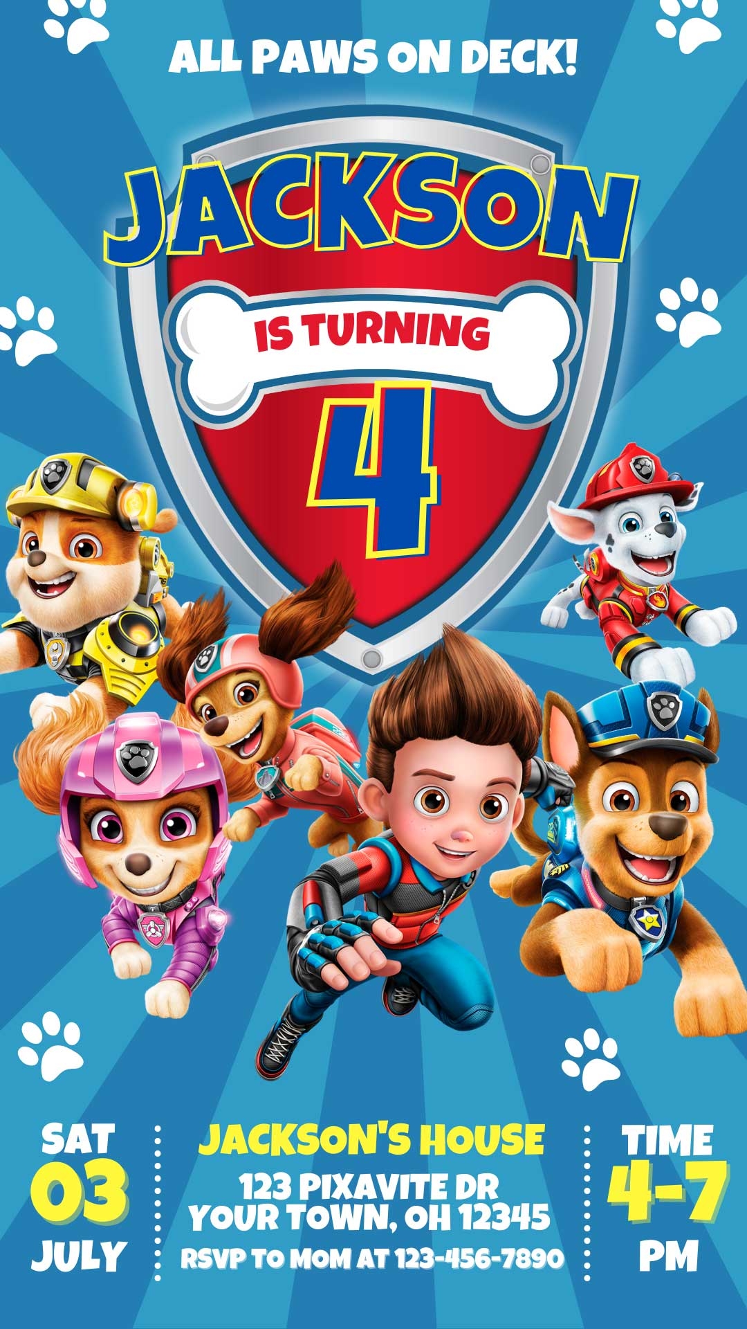 Editable Paw Patrol Birthday Party Invitation Template Charming Invite
