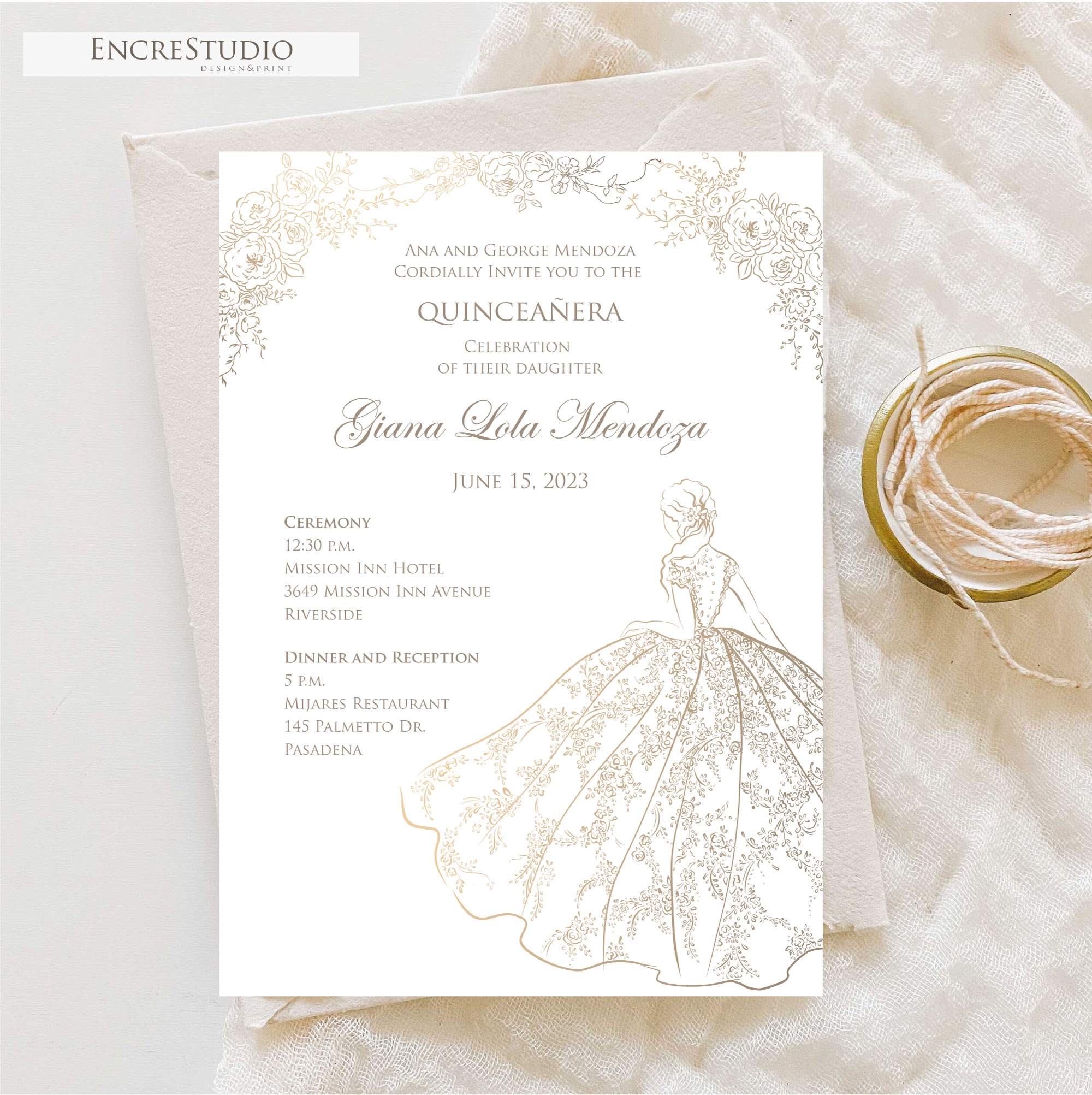 Editable Quinceanera Birthday Invitation Template Encre Studio
