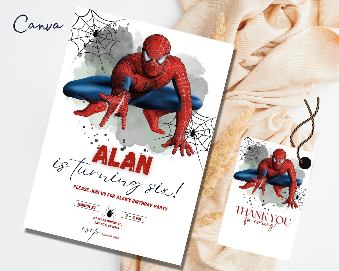 Editable Spiderman Birthday Invitation Template Printable Birthday Party Invitation Digital Kids Party Invite Template Spiderman Card Etsy