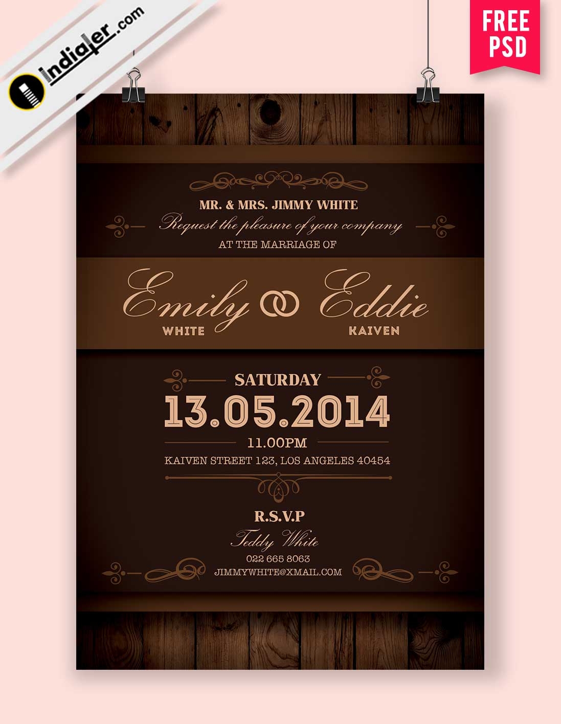 Editable Wedding Invitation PSD Templates Free Download Indiater