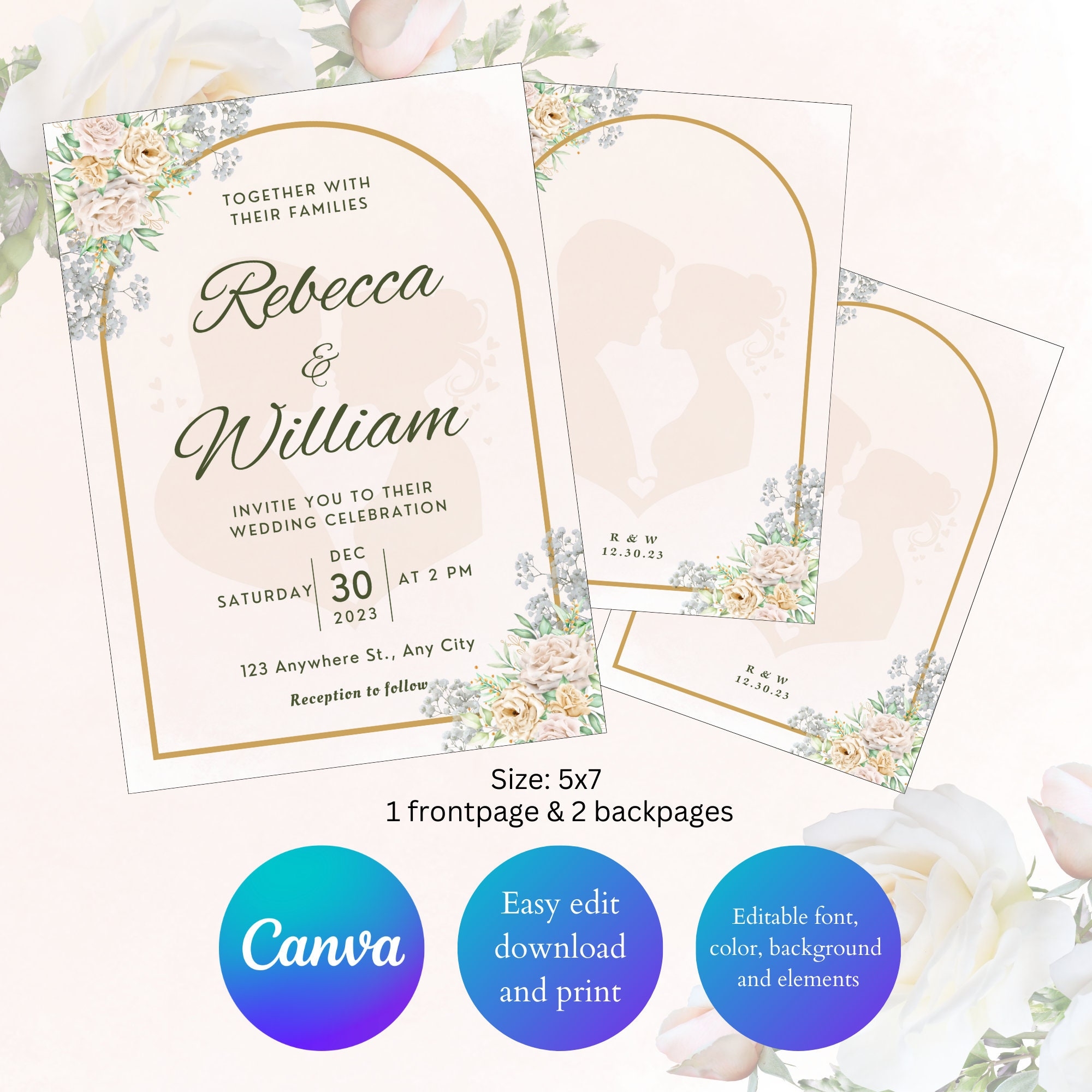 Editable Wedding Invitation Wedding Invitation Template Wedding 