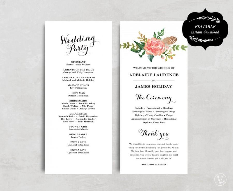 Editable Wedding Program Templates