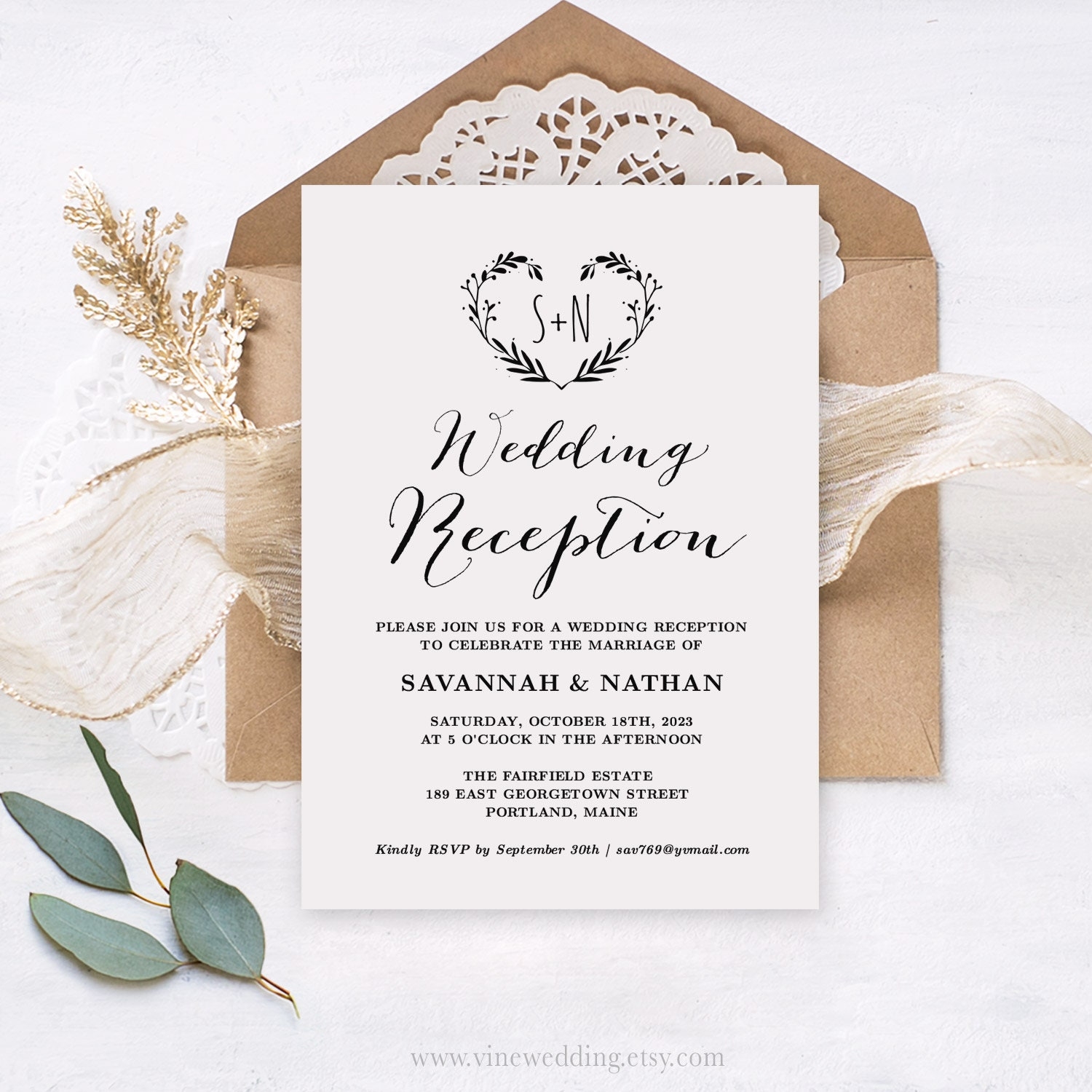 Editable Wedding Reception Invitation Template Printable Wedding 
