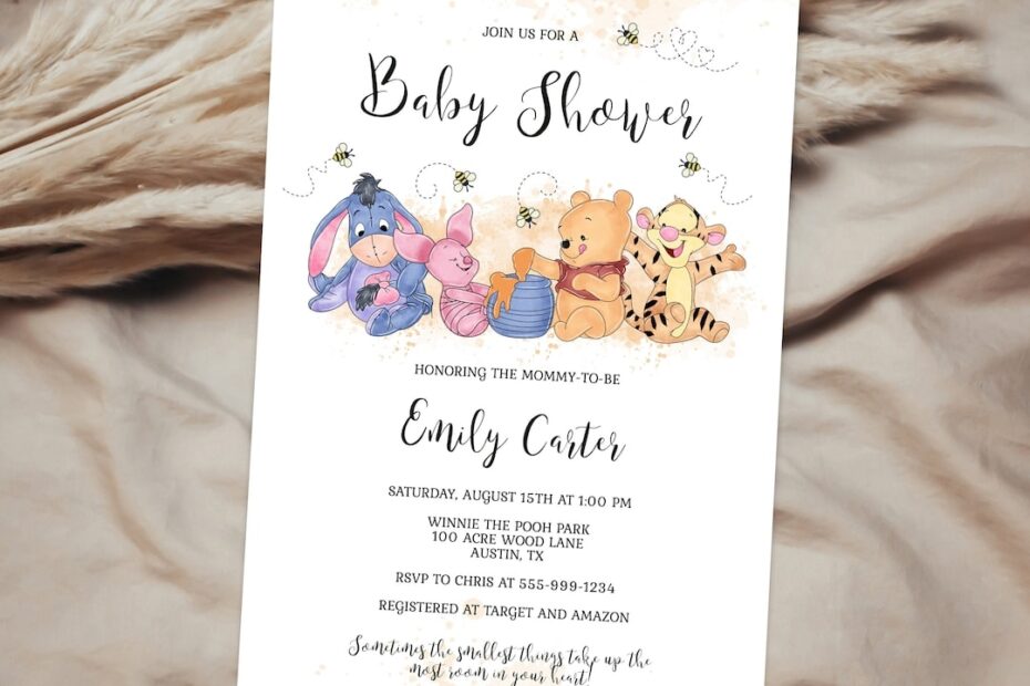 EDITABLE Winnie The Pooh Baby Shower Invitation Template Winnie Pooh Honey Pot Honeybee Piglet Tigger Eeyore INSTANT DOWNLOAD Printable Hp Etsy