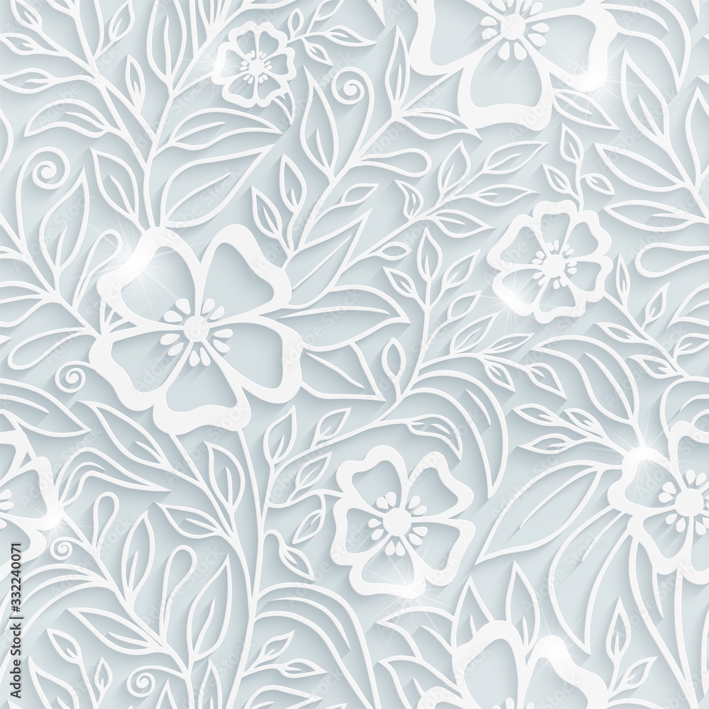 Elegant Design Template Seamless Pattern Floral Paper Ornament 