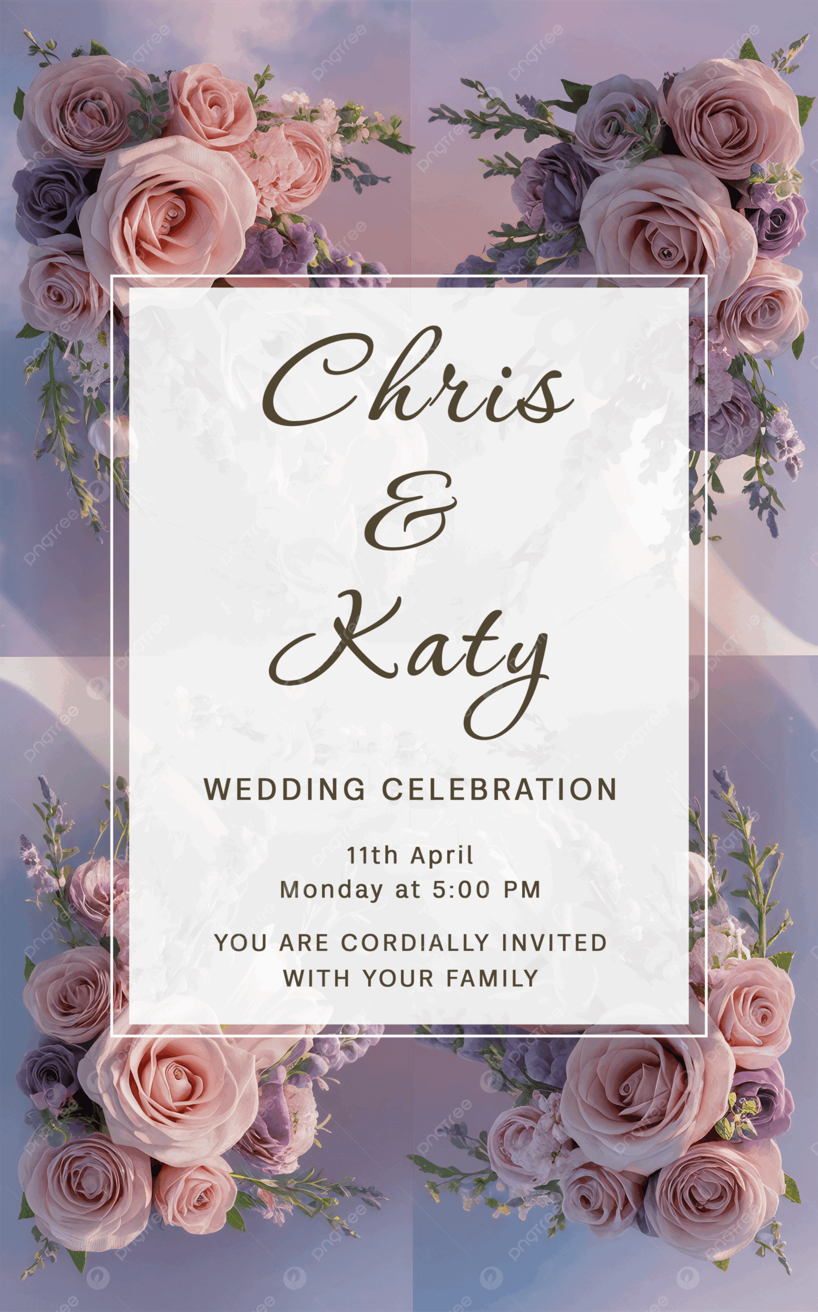 Elegant Floral Printable Wedding Invitation Template Template Download On Pngtree