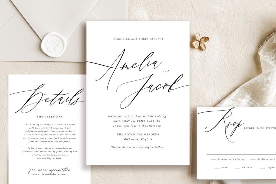 Elegant Wedding Invitations Printable Wedding Invites With