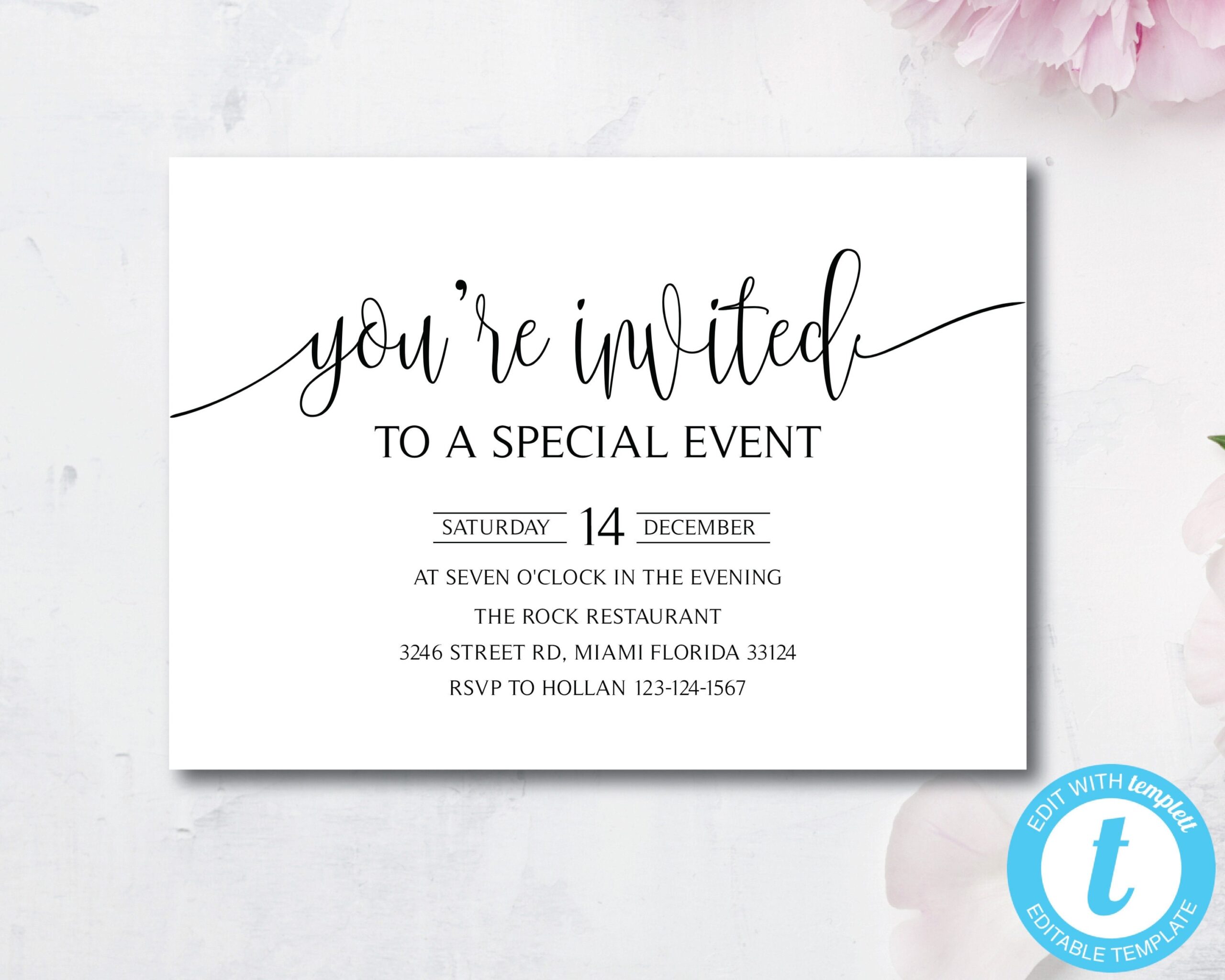 Elegant You re Invited Invitation Template Special Event Invitation Template Instant Download DIY Printable Editable Templett Etsy